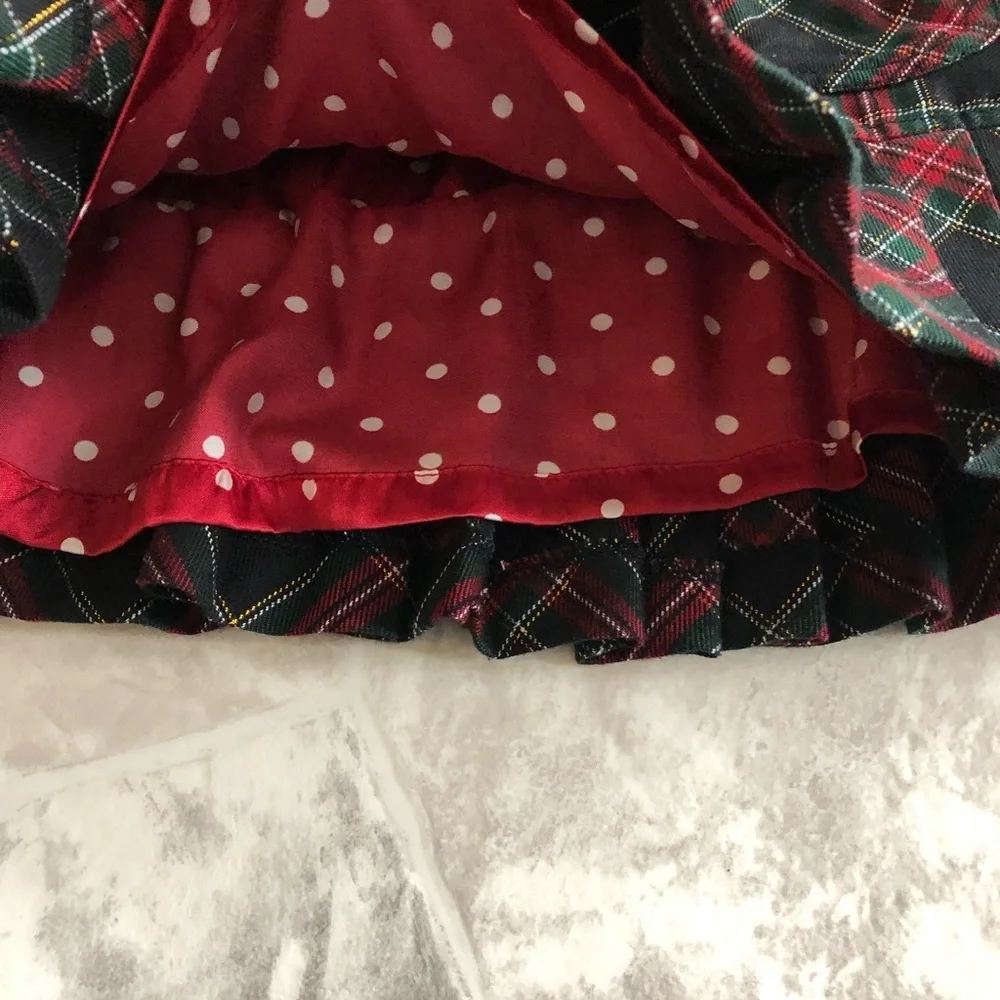 THE CHILDREN PLACE red plaid pleated bow school girl skirt girls Size 6X